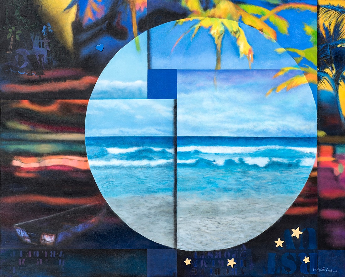 Mar Caribe — Mixed media on canvas, 2022